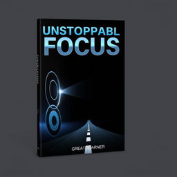 A sleek and modern book cover titled 'Unstoppable Focus' that emphasizes the themes of concentration and determination