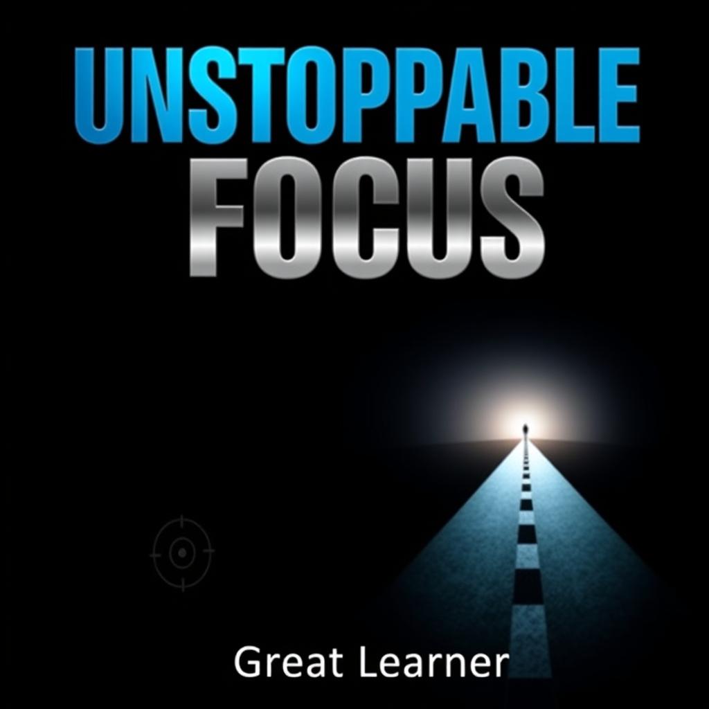 A sleek and modern book cover titled 'Unstoppable Focus' that emphasizes the themes of concentration and determination