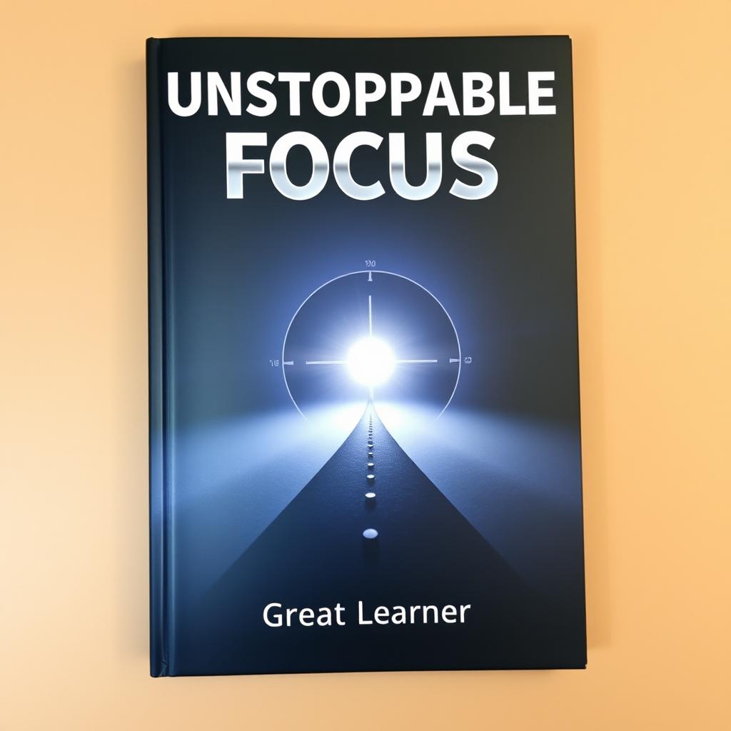 A sleek and modern book cover titled 'Unstoppable Focus', emphasizing the theme of concentration and determination