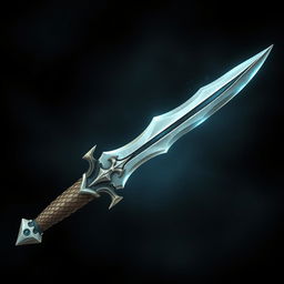 An artistic illustration of a dagger crafted entirely from the fang of a dragon, emphasizing its structure as a dragon's tooth with no metal components whatsoever