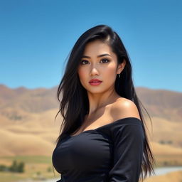 A beautiful 25-year-old Mongolian woman with striking features