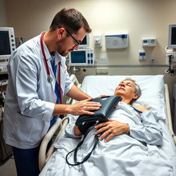 An engaging scene of ICU respiratory physiotherapy in action, depicting a skilled physiotherapist working closely with a critically ill patient