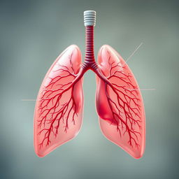 A detailed and artistic representation of human lungs, showcasing their intricate structure and biological beauty