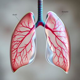 A detailed and artistic representation of human lungs, showcasing their intricate structure and biological beauty