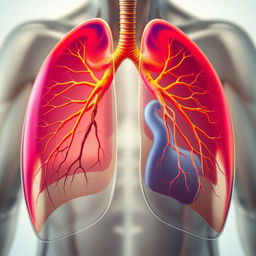 A detailed and artistic representation of human lungs, showcasing their intricate structure and biological beauty