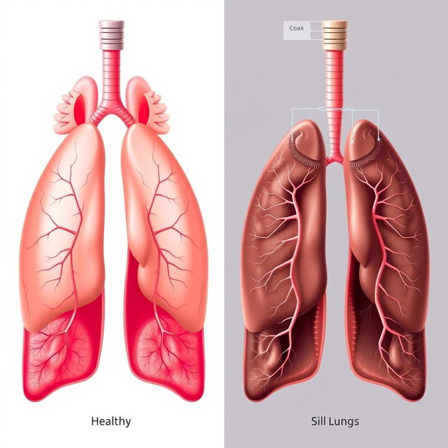 A comparative illustration showcasing healthy vs