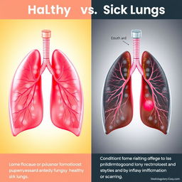 A comparative illustration showcasing healthy vs