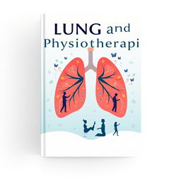 A visually engaging and creative book cover design titled 'Lungs and Physiotherapy'