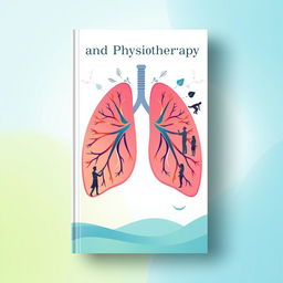 A visually engaging and creative book cover design titled 'Lungs and Physiotherapy'