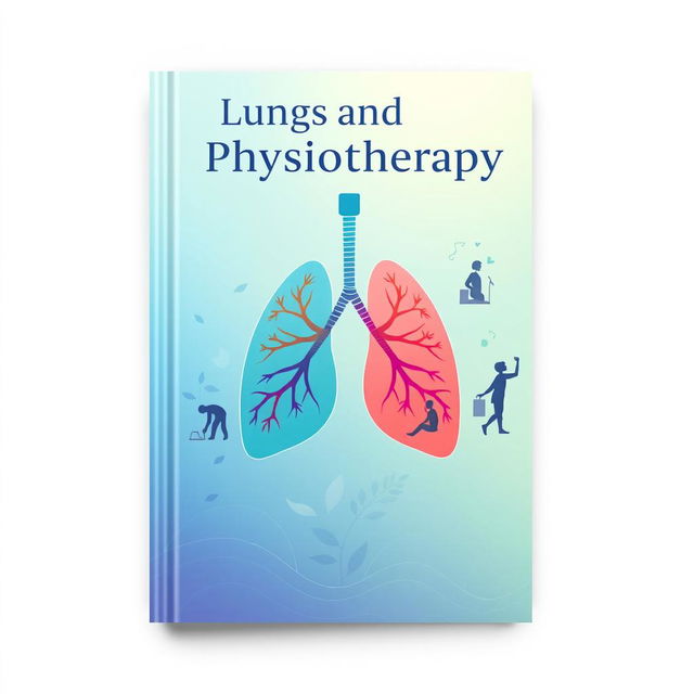 A visually engaging and creative book cover design titled 'Lungs and Physiotherapy'