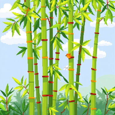 Vibrant 16-bit and 8-bit Pixel Art Bamboo Scenes