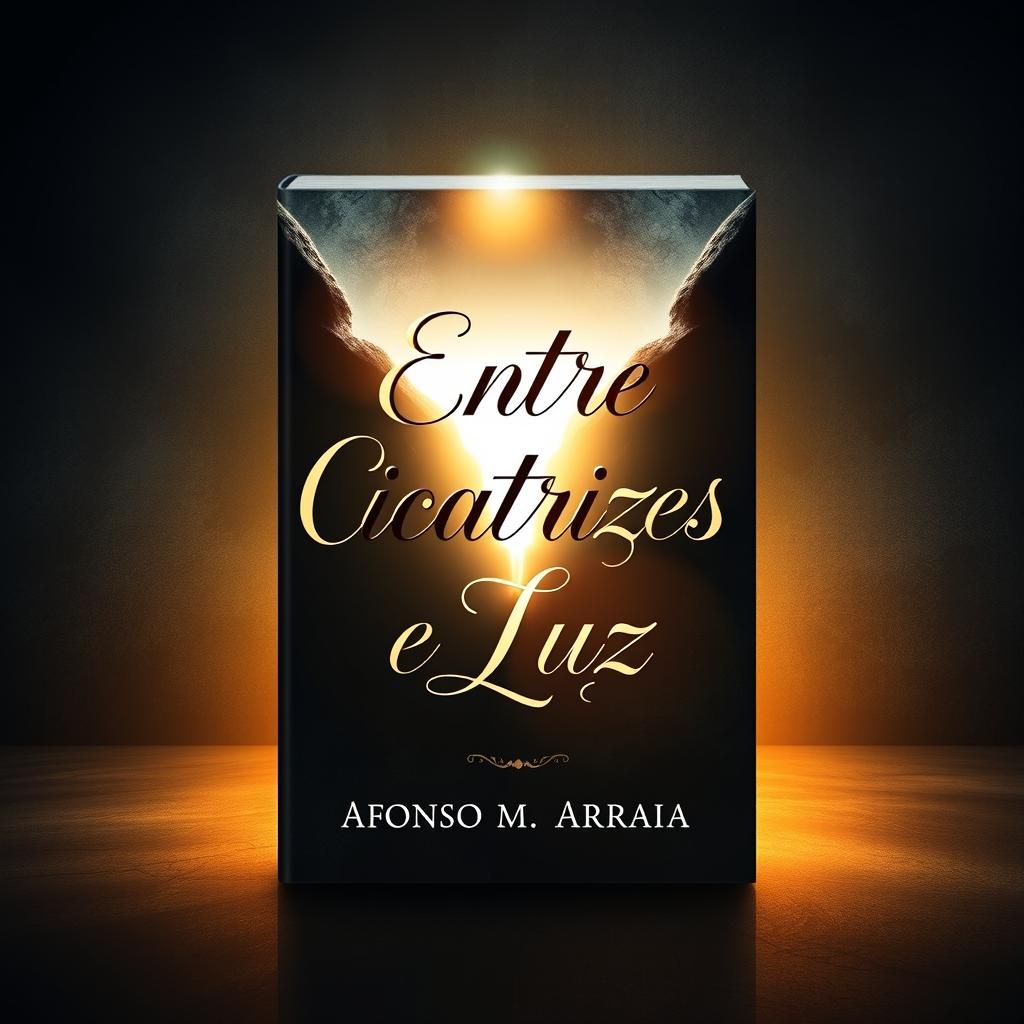 A captivating book cover design for 'Entre Cicatrizes e Luz' by Afonso M