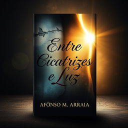 A captivating book cover design for 'Entre Cicatrizes e Luz' by Afonso M