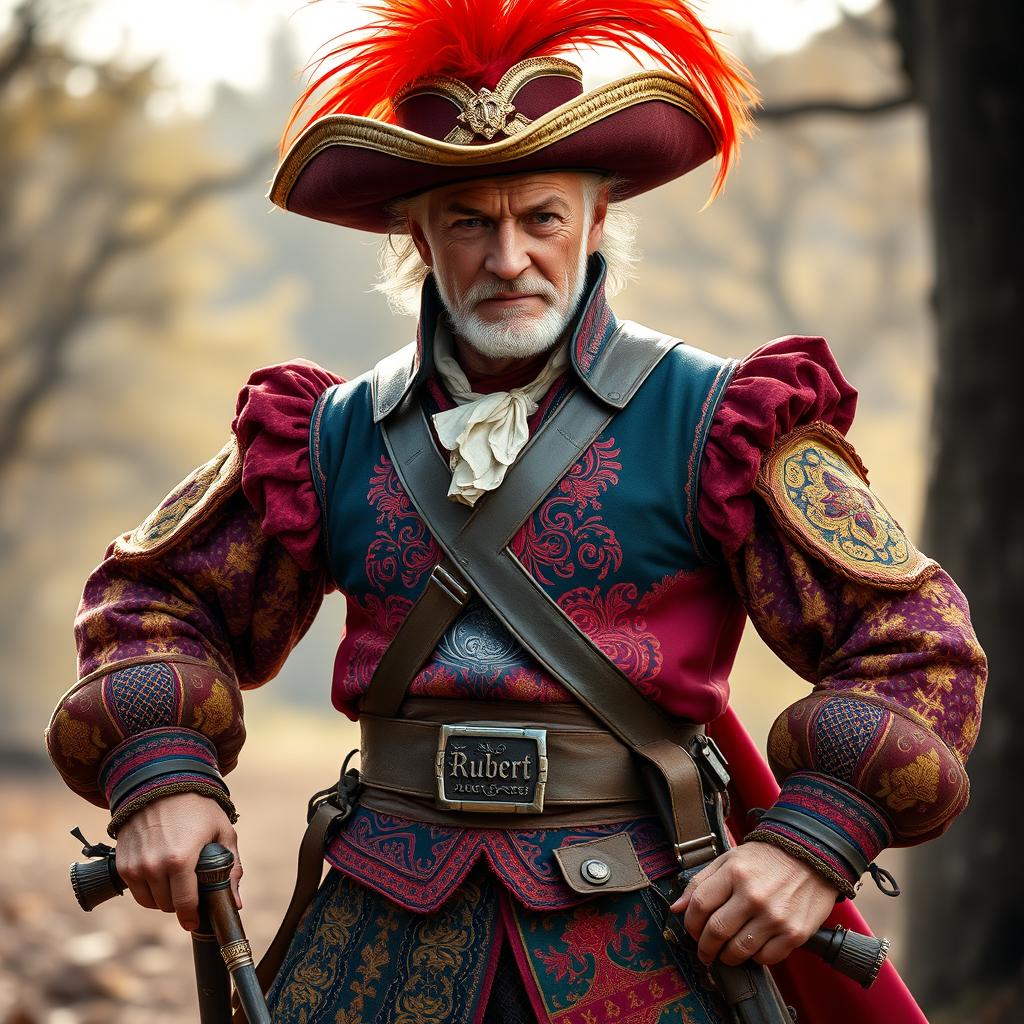 An older male fighter musketeer named Rubert Adolphus, who exudes a dashing and noble presence