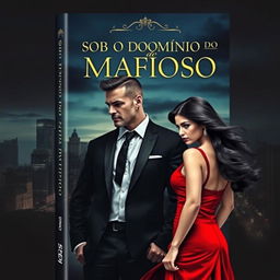 A captivating book cover design for a romance novel titled 'Sob o Domínio do Mafioso'