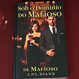 A captivating book cover for a romance novel titled 'Sob o Domínio do Mafioso'