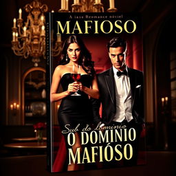 A captivating book cover for a romance novel titled 'Sob o Domínio do Mafioso'