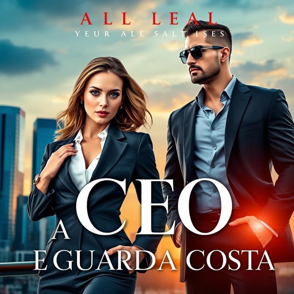 A captivating book cover for a romance novel titled 'A CEO E O GUARDA COSTA'