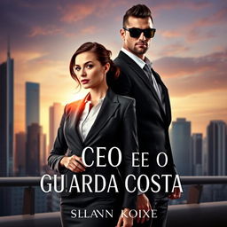 A captivating book cover for a romance novel titled 'A CEO E O GUARDA COSTA'