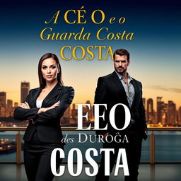 A captivating book cover for a romance novel titled 'A CEO e o Guarda Costas'