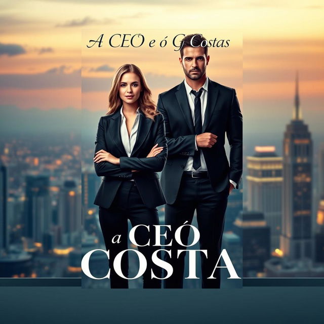 A captivating book cover for a romance novel titled 'A CEO e o Guarda Costas'