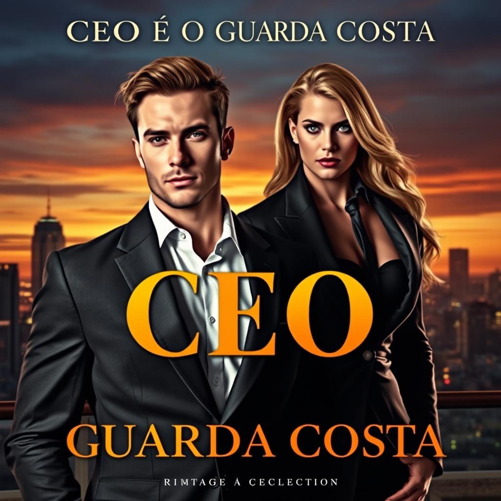 A captivating romance novel cover titled 'CEO E O GUARDA COSTA', featuring a sensual scene