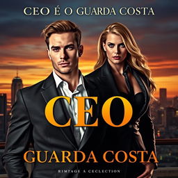 A captivating romance novel cover titled 'CEO E O GUARDA COSTA', featuring a sensual scene