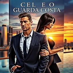 A captivating romance novel cover titled 'CEO E O GUARDA COSTA', featuring a sensual scene