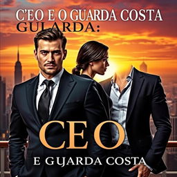 A captivating romance novel cover titled 'CEO E O GUARDA COSTA', featuring a sensual scene