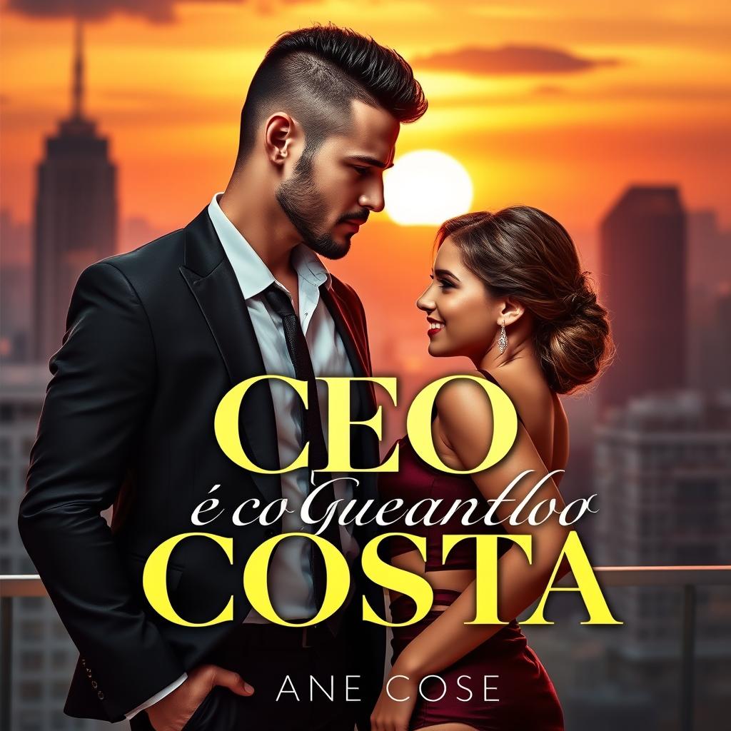 A captivating book cover for a romantic novel titled 'CEO e o Guarda Costa'