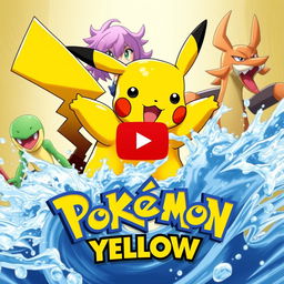 A vibrant and dynamic YouTube thumbnail featuring Pikachu in a muscular, heroic pose, battling against Misty who is looking fierce and determined, surrounded by her Water-type Pokémon