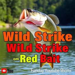 A high-resolution thumbnail depicting a close-up of a large bass in action, leaping out of the water to strike a vibrant red lure