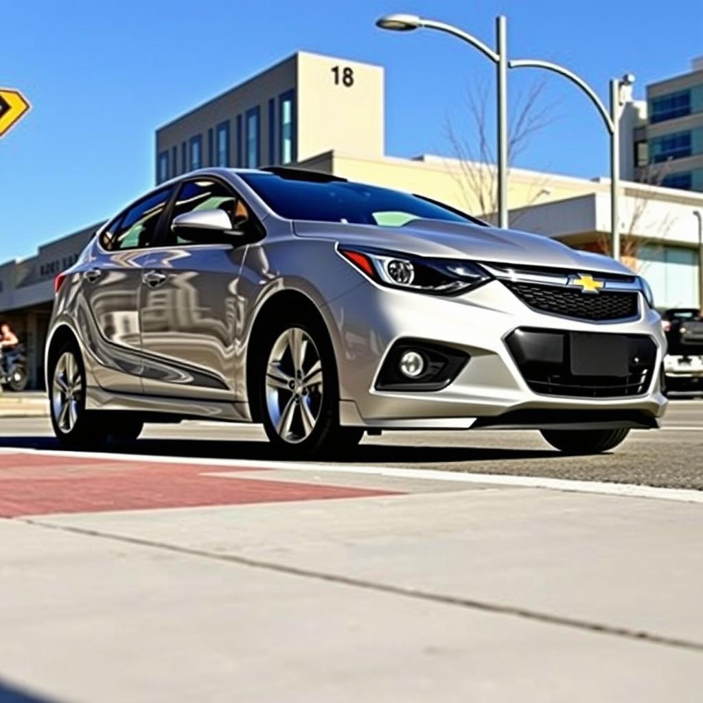 A stylish Chevy Cruze hatchback featuring a prominent hood scoop, accentuating its sporty design