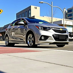 A stylish Chevy Cruze hatchback featuring a prominent hood scoop, accentuating its sporty design