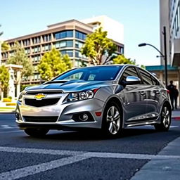 A stylish Chevy Cruze hatchback featuring a prominent hood scoop, accentuating its sporty design