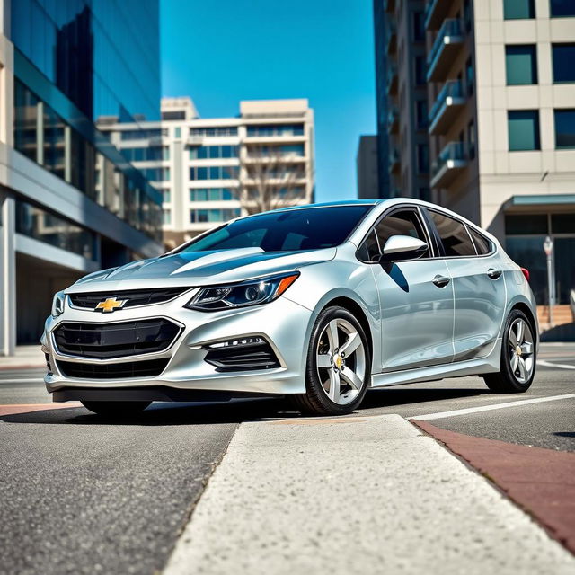 A stylish Chevy Cruze hatchback featuring a prominent hood scoop, accentuating its sporty design