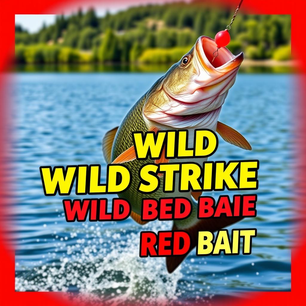 A high-resolution thumbnail featuring a dramatic close-up of a large bass leaping energetically to attack a striking red lure