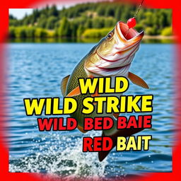 A high-resolution thumbnail featuring a dramatic close-up of a large bass leaping energetically to attack a striking red lure