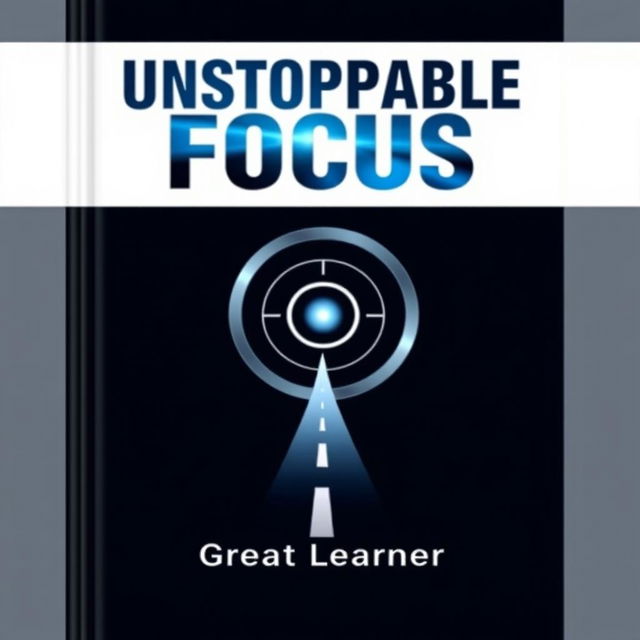 A sleek and modern book cover titled 'Unstoppable Focus' that emphasizes concentration and determination