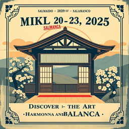 An old-style advertisement poster for an Aikido seminar in Salamanca, designed with a classic retro aesthetic