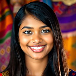 A portrait of a young Bangladeshi woman with striking features, showcasing her unique hairy lips in a natural and confident manner