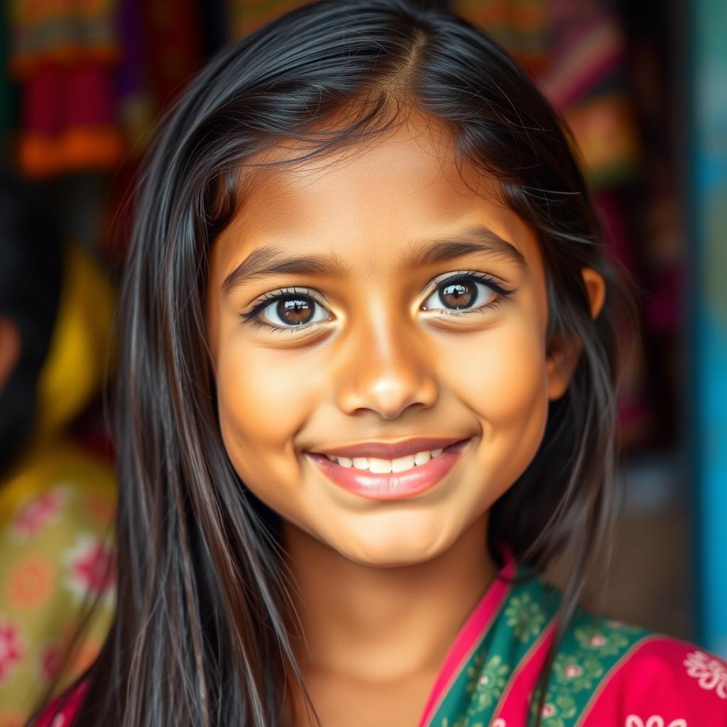 A portrait of a young Bangladeshi girl with distinctive features, including unique hairy lips, capturing her natural beauty and confidence