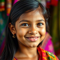 A portrait of a young Bangladeshi girl with distinctive features, including unique hairy lips, capturing her natural beauty and confidence