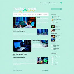 A visually appealing blog layout focused on trading, featuring a clean design with sections for market analysis, trading tips, and news updates