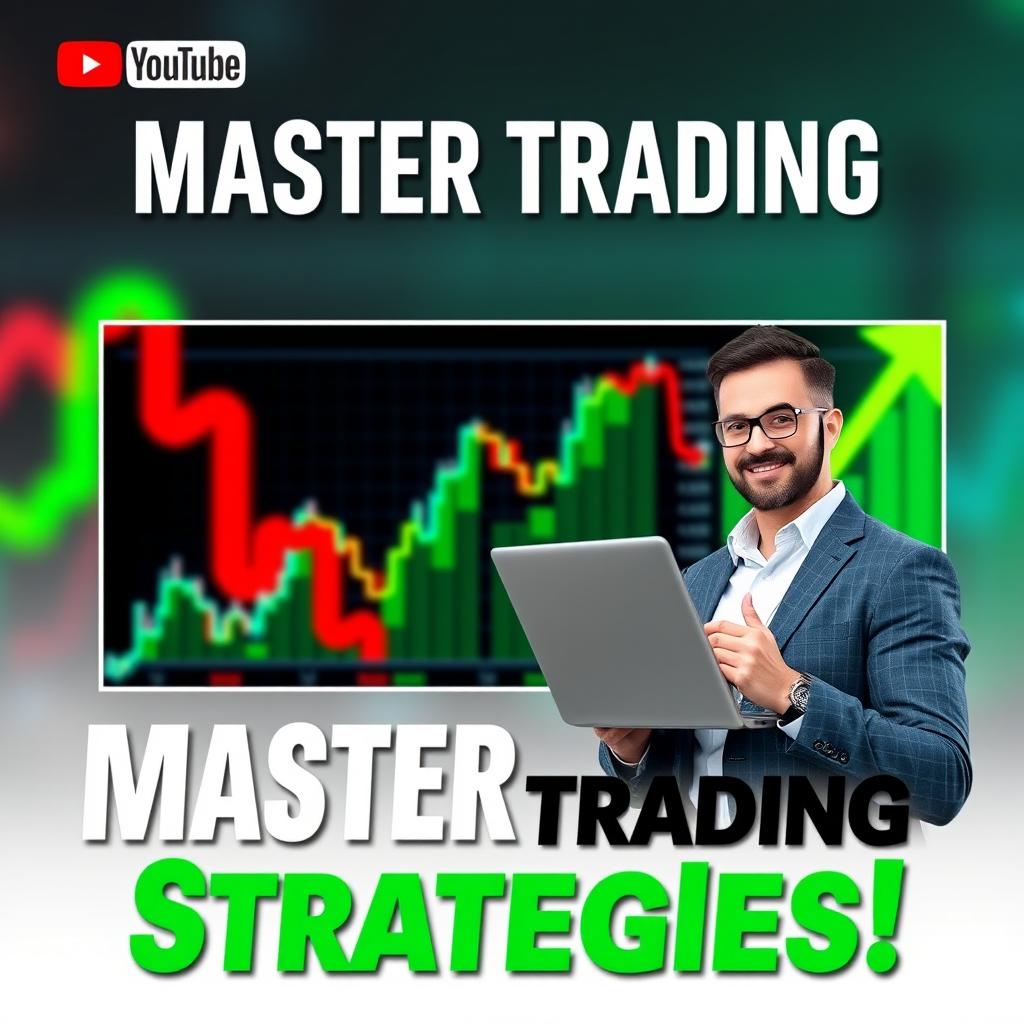 A visually striking YouTube cover for a trading channel, featuring a dynamic graph with rising and falling lines symbolizing stock market trends