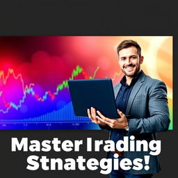 A visually striking YouTube cover for a trading channel, featuring a dynamic graph with rising and falling lines symbolizing stock market trends