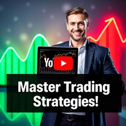 A visually striking YouTube cover for a trading channel, featuring a dynamic graph with rising and falling lines symbolizing stock market trends