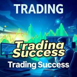 An engaging and stylish YouTube cover for a trading vlog, featuring an artistic depiction of a stock market landscape with rising candlestick charts, screens filled with trading data, and a confident trader analyzing information