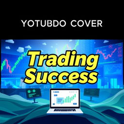 An engaging and stylish YouTube cover for a trading vlog, featuring an artistic depiction of a stock market landscape with rising candlestick charts, screens filled with trading data, and a confident trader analyzing information