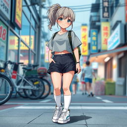 A vibrant depiction of a Japanese girl with a chubby, curvy body